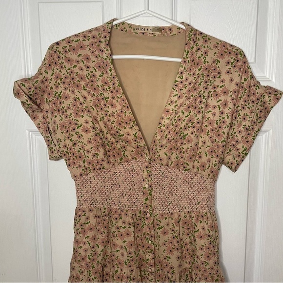 Alice + Olivia Floral Button Mini Dress 4 - Picture 2 of 9